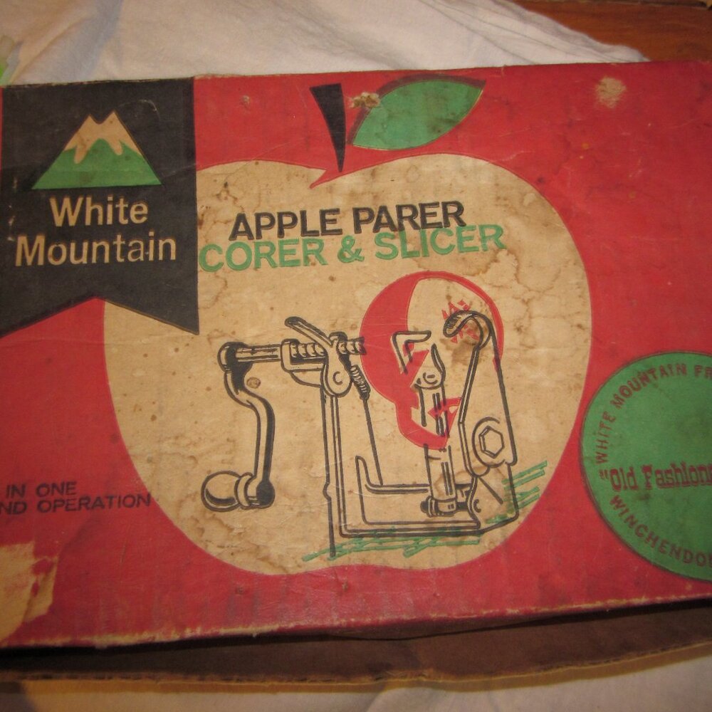 vtg in original box White Moutain Apple parer corer slicer table mount w;Instru